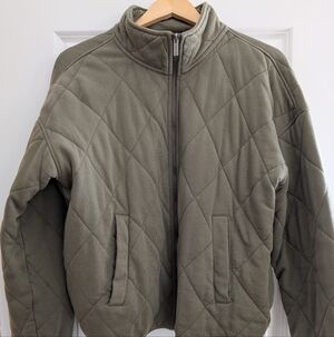 Sanctuary Olive Green Quilted Zip Jacket